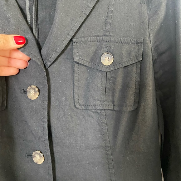 Theory Black Linen Blend Jacket Sz8 - Picture 3 of 9